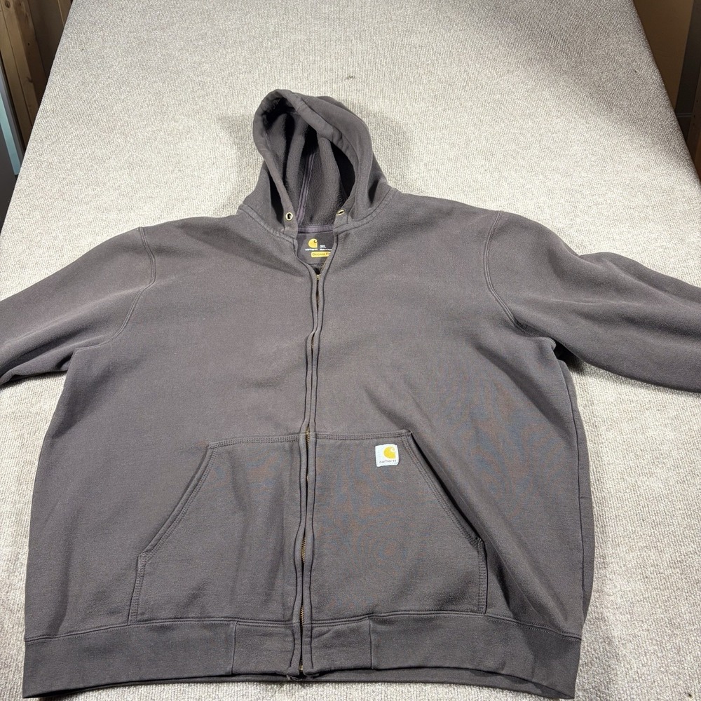 Carhartt Rain Defender Hoodie Mens 3XL Gray Thermal Lined Full Zip Workwear - Picture 4 of 8